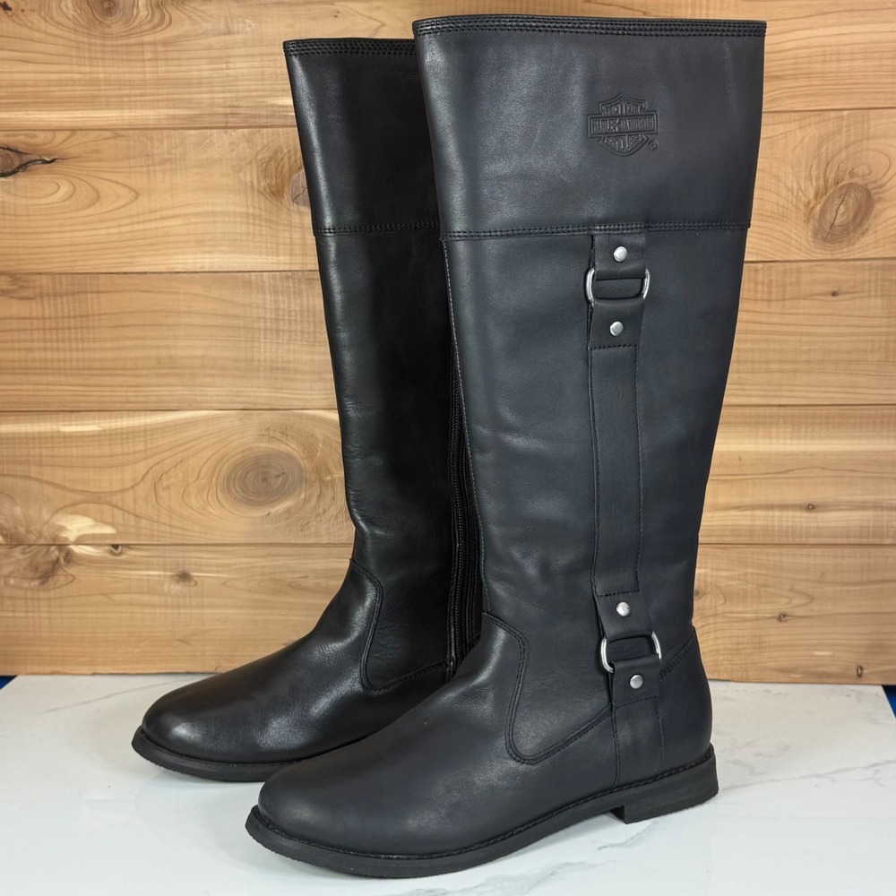 Harley Davidson Cambria Riding Motorcycle Leather Boots D83537 Womens 8.5 Biker